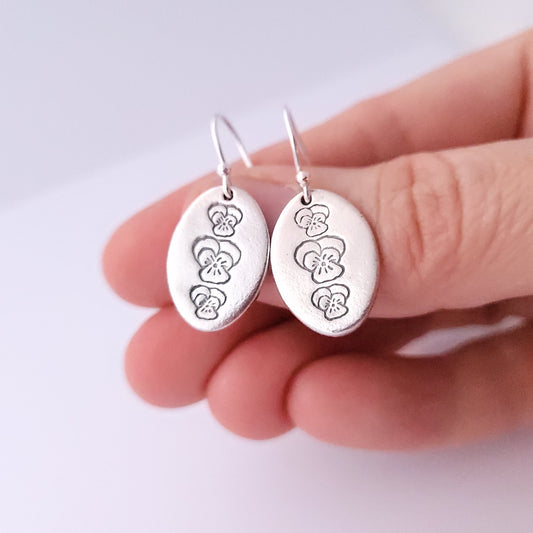 Sterling-silver-large-oval-viola-pansy-earrings-0