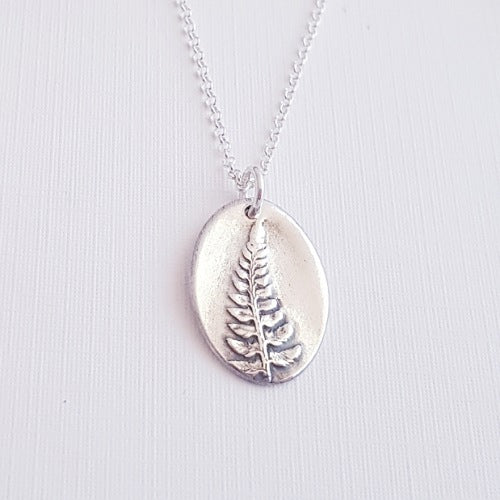 Sterling Silver Fern Botanical Pendant Necklace