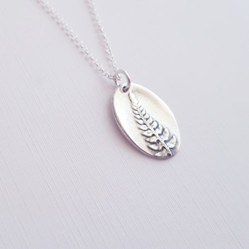 Sterling Silver Fern Botanical Pendant Necklace