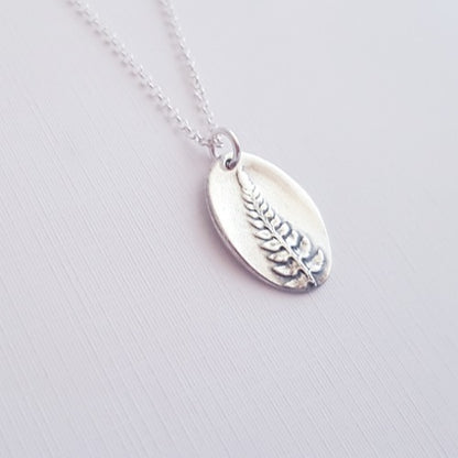 Sterling Silver Fern Botanical Pendant Necklace