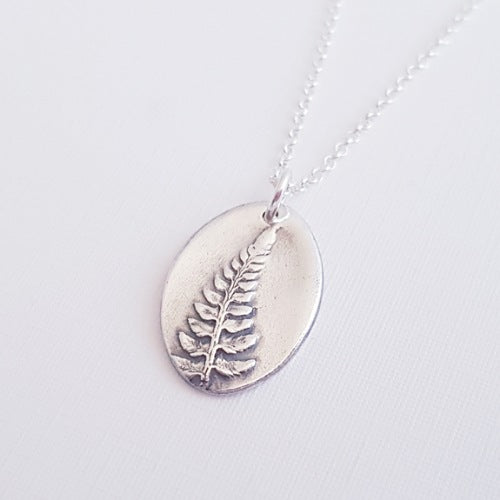 Sterling Silver Fern Botanical Pendant Necklace