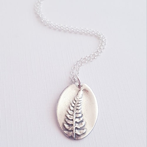 Sterling Silver Fern Botanical Pendant Necklace