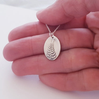 Sterling Silver Fern Botanical Pendant Necklace