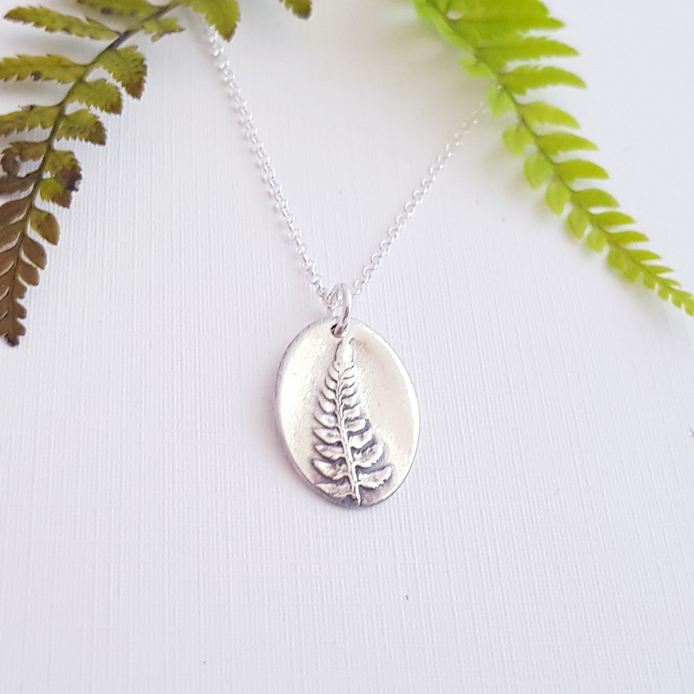 Sterling Silver Fern Botanical Pendant Necklace