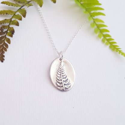 Sterling Silver Fern Botanical Pendant Necklace