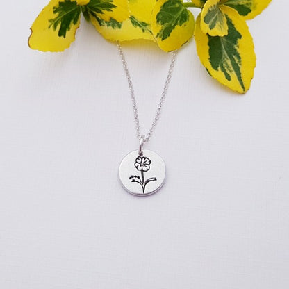 Sterling Silver Mini 1.3cm Poppy August Birth Flower Pendant Necklace