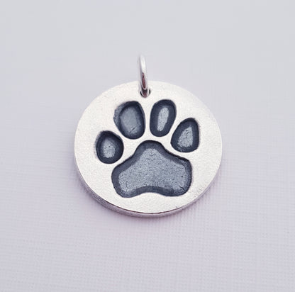 Custom Sterling Silver Paw Print Pendant Necklace