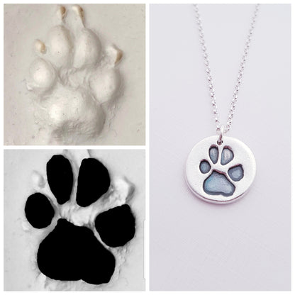 Custom Sterling Silver Paw Print Pendant Necklace