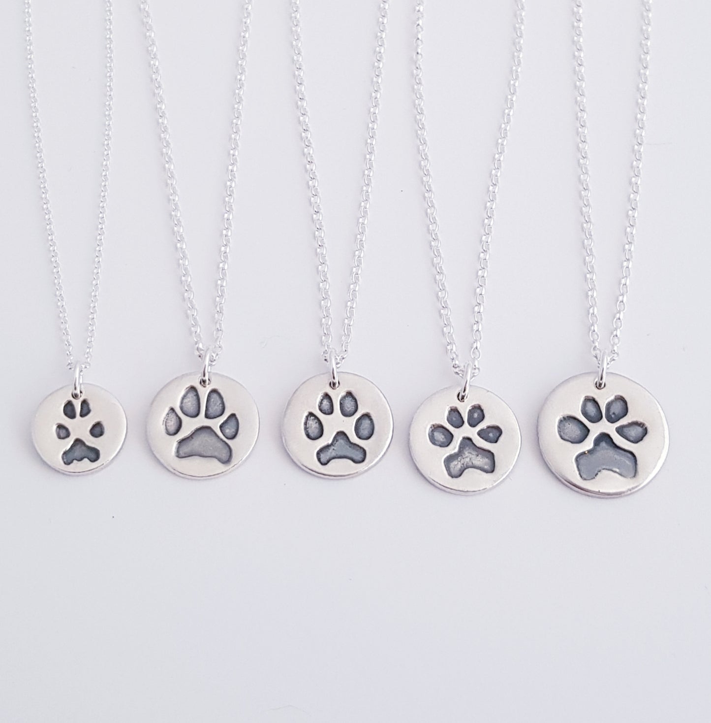 Custom Sterling Silver Paw Print Pendant Necklace