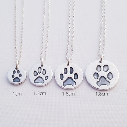 Custom Sterling Silver Paw Print Pendant Necklace